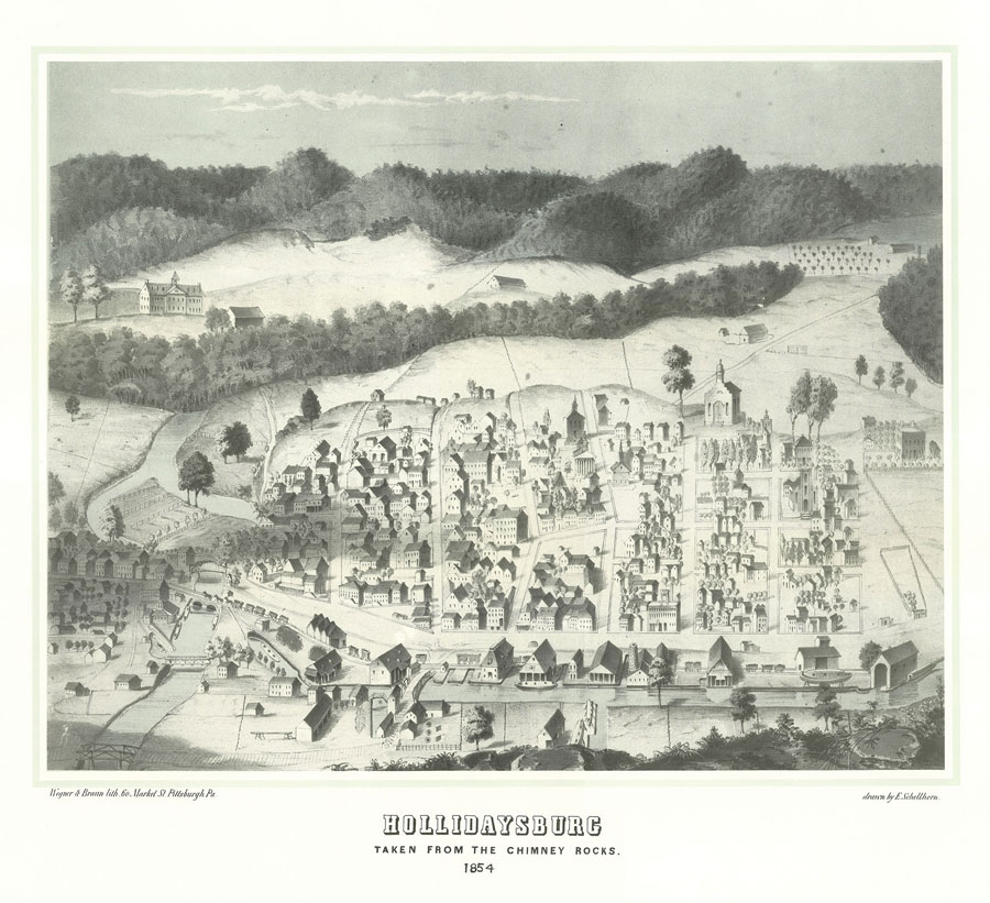 Hollidaysburg, From Chimney Rocks, 1854 lithograph