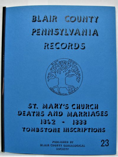 St. Mary's Church Records, Altoona, PA, 1862-1888