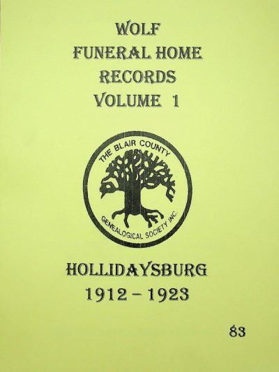 Wolf Funeral Home Records, Vol. 1, 1912-1923